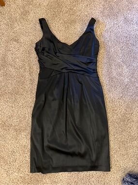 Black Satin V-Neck Dress Jones New York